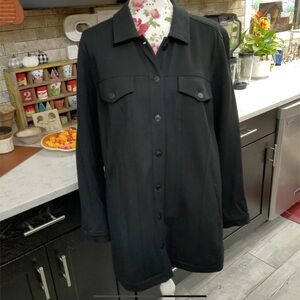 Chico's Jacket Size 16 Elongated Ponte Knit Pockets Minimalist Dark Academia